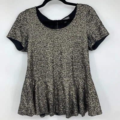 Tinley Road Mujer Blusa Mediana Romántica Lentejuelas Peplum Bling Espalda Completa Cremallera Foto 1 de 4