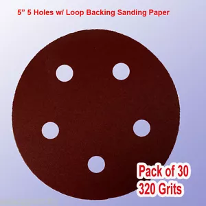 30x 5 Zoll 5 Loch 320er Körnung Schleifpapier Tellerschleifer Haken und Schlaufe für Porter Cable 334 - Bild 1 von 3