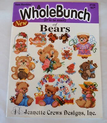 Sam Hawkins Counted Cross Stitch Booklet #728 A Whole Bunch of Bears 27 Charts - Image 1 of 4