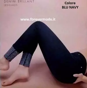 Leggings donna Matignon jeans con cotone, tasche sul retro e strass art Brillant - Imagen 1 de 2