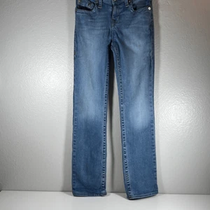 True Religion Girls Slim Straight Leg Jeans Red Thread Blue Light Wash Kids 12 - Picture 1 of 11
