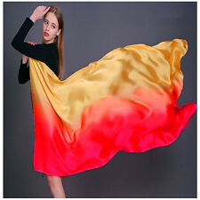 Colorful Gradient Women Silk Scarf Shawl Belly Dance Waving Scarf Veil 100*190cm