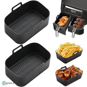 2PCS Silicone Air Fryer Pot Reusable Non-Stick Liners Mats Oven Pan Baking Tool - Picture 1 of 5