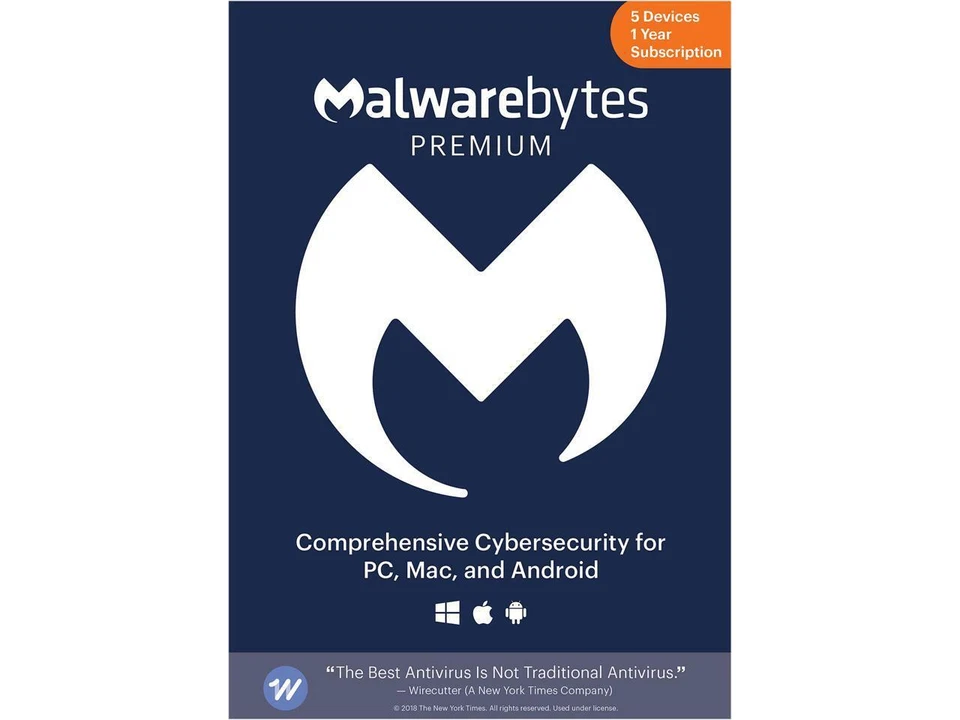 Malwarebytes Premium 4.5 Latest Version - 5 Devices / 1 Year - Key Card - Image 1 of 4