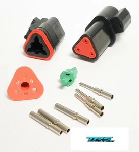 Deutsch Connector 3 pines NEGRO Plug Connector Kit 16-20 GA Solid Contacts  - Imagen 1 de 1