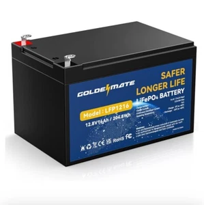NEW Goldenmate 12V 16Ah 204.8Wh LifePO4 Lithium Deep Cycle Batttery LFP1216 - Picture 1 of 2