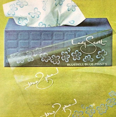 Lady Scott Bluebell 1966 estampados azules tejidos publicidad tejido facial DWII31 Foto 1 de 2