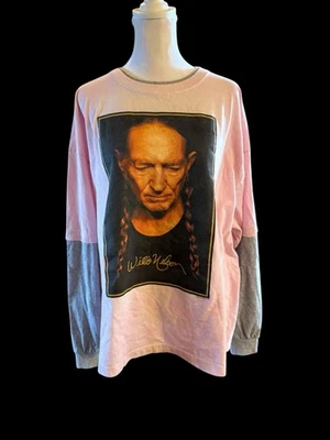 Camisa Willie Nelson Manga Larga Rosa En Capas Adulto XL Hecha en EE. UU. Música Country Foto 1 de 4