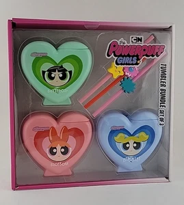 New Powerpuff Girls Set of 3 Tumblers Heart Shapped w Straws Culturefly Box Set - Picture 1 of 8