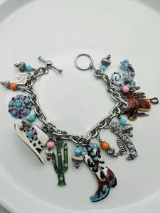 Lunch At The Ritz ~ 2GO ~ Whimsical Western Themed Charm Bracelet - Picture 1 of 7