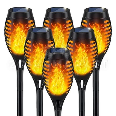 6Pack Flickering LED Solar Flame Tiki Torch Lights Outdoor Garden Yard Lawn Lamp - Image 1 of 4