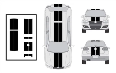 Двойная 10-дюймовая гоночная полоса самовосстанавливающийся винил подходит для Volkswagen GTI MK5 2004–2008 - Изображение 1 из 4