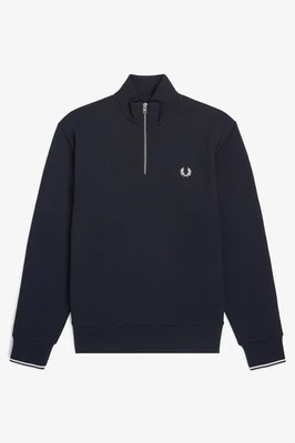 🔵 Fred Perry – Felpa A Mezza Zip M3574 S77 Blu Navy Uomo New FW25 - Imagen 1 de 4