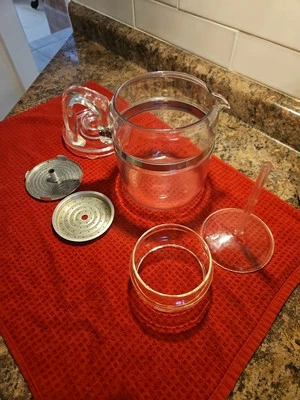 Vintage PYREX FLAMEWARE Glass 9 Cup Coffee Tea Pot Percolator 7759B - Image 1 of 4