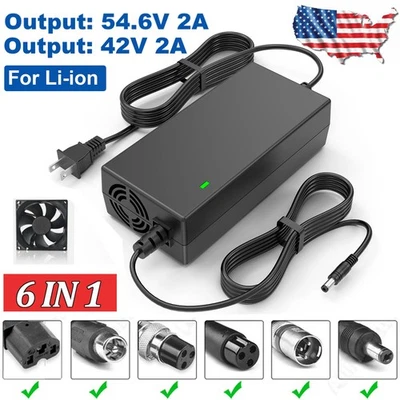 42V 54.6V 2A Electric Bike Charger Power Adapter Bicycle Scooter Li-ion Battery - Image 1 of 4
