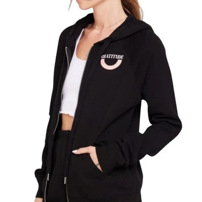 Spiritual Gangster Gratitude Raglan Zip Hoodie XS Black NWT - Image 1 of 4