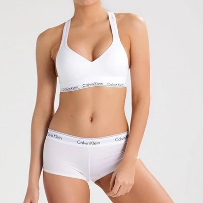Roupa íntima feminina Calvin Klein pequena branca algodão moderna masculina sexy O28-16 - Imagem 1 de 4