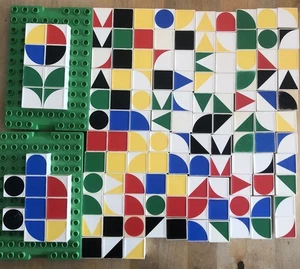 Lego Duplo Vintage 1985 Educational Mosaics From Set 1000, 130x Bricks, 2x Bases - Picture 1 of 6