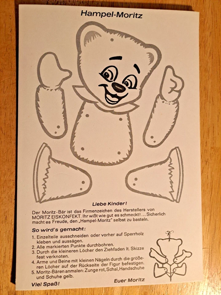 Hampel-Moritz Moritz Eiskonfekt   Karton zum Basteln (60er Jahre) - Bild 1 von 1