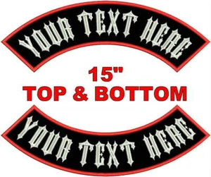 Custom Embroidered 15" Top And Bottom Rocker Biker MC Club Sew on Patch - Picture 1 of 8