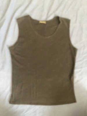 VTG 90s Designer Black Melange 19” S/L Top Silk Wool ~ SZ S ~ Slight Crop ~ Hole Foto 1 de 4