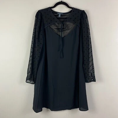 ModCloth After the Aria Shift Dress Size Medium Black Long Sleeve - Image 1 of 4