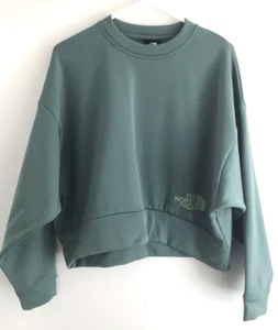 NORTHFACE Womens Sweatshirt Cropped Green Sz S Athleisure Oversized Active EUC - Picture 1 of 9