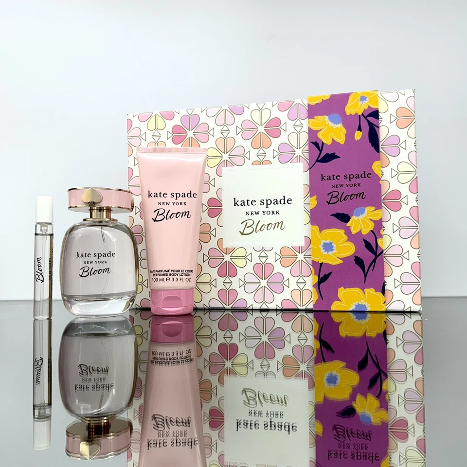 Kate Spade BLOOM 3pc Women SET 3.3oz EDT Spr+3.3oz B/Lotion +0.25oz EDT Travel - Image 1 of 1