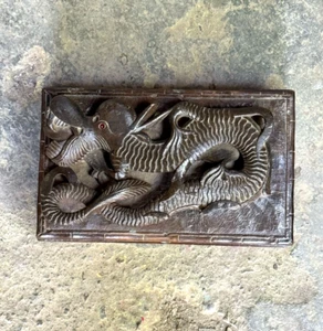 Antique Chinese Dragon Carved Wood Box Original Old Hand Crafted Beautiful - Picture 1 of 10