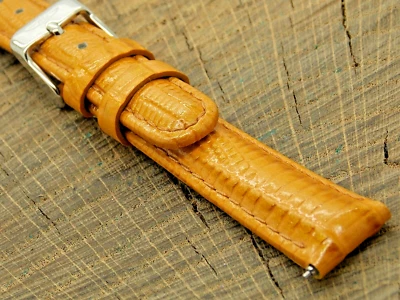 Correa de reloj Invicta vintage nueva de colección sin usar 16 mm cuero miel con hebilla tono plata Foto 1 de 4