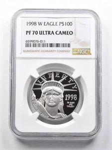 PF70 UCAM 1998-W $100 American Platinum Eagle 1 Oz Platinum NGC *1486 - Picture 1 of 3