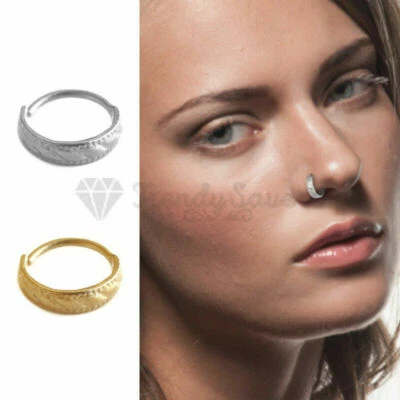 316L Surgical Steel Tribal Nose Ring Ear Cartilage Septum Hoop Piercing 1 Piece - Image 1 of 4