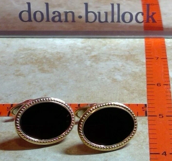 Dolan BULLOCK 14K gold & BEADED ONYX CUFFLINKS  kcl102400 usa made 8.8 g usa  - Image 1 of 4