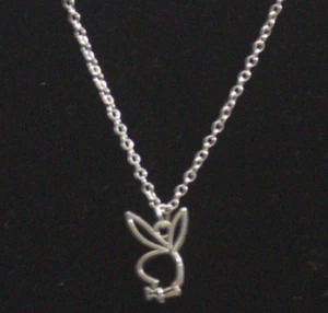 Mini collar colgante Playboy de plata antigua de 10x16 mm con cadena Rolo de 20" picante - Imagen 1 de 1