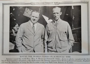 August 31, 1927 Illustrated News Poster Round World Fliers Wm Brock Ed Schlee - Picture 1 of 3