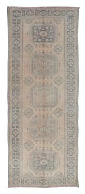 4.6x11.2 Ft Handmade Turkish Hallway Runner ,Vintage Corridor Carpet, Stair Rug - Image 1 of 4