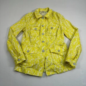 Cabi Field Jacket Womens Size Small Daisy Floral Print Buttons Yellow Pockets - Picture 1 of 9