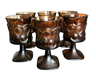 Juego de 6 vasos Noritake Spotlight marrón con vástago base cuadrada texturizada MCM Foto 1 de 4