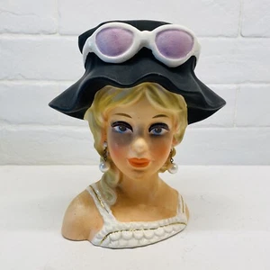 Vintage Royal Crown 7” Teen Purple Sunglasses Lady Head Vase #3411 - Picture 1 of 12