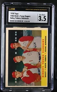 Birdie's Young Sluggers 1958 Topps #386 - Frank Robinson - CSG 3,5 en muy buen estado+ - Imagen 1 de 2