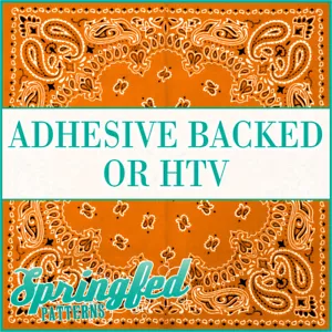 BANDANNA in Orange Pattern Adhesive Vinyl or HTV Heat Transfer Vinyl Bandana - Picture 1 of 2
