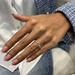 Half Eternity Ring Round Lab Created Diamond 0.45 Ct 14k White Gold F/VS - Picture 1 of 9