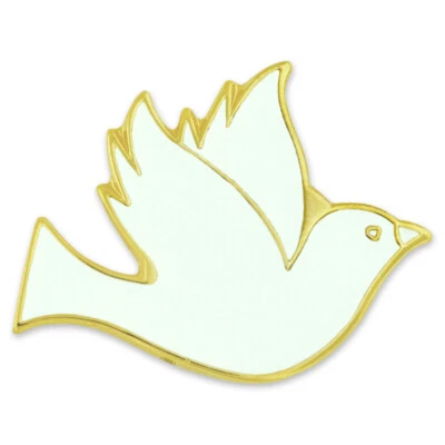 PinMart's Simple Elegant White Dove Enamel Lapel Pin with Magnetic Back - Image 1 of 3