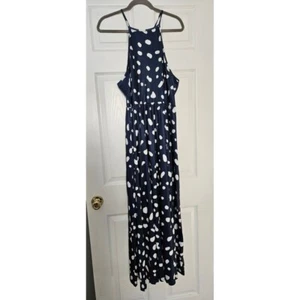 Abito lungo Noracora blu e bianco a pois con spalline taglia 3XL - Foto 1 di 5
