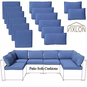 14X Outdoor Patio Furniture Chair Cushions Set Replacement Blue Sofa Cushions - Picture 1 of 7