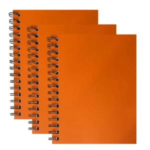 (Pack of 3) A4 Spiral Bound Perforated Notebook 140 Ruled Pages Office Orange - Picture 1 of 10