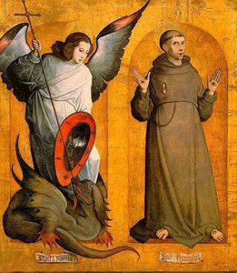 Oil painting juan de flandes - saints michael and francis with dragon on canvas - Picture 1 of 1