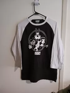 Bendy And The Ink Machine Medium 3/4 Sleeve Baseball Tee Black And White T-Shirt - Picture 1 of 6