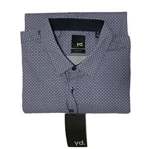 Mens YD Hooper Slim Fit Long Sleeve Dress Shirt Navy Blue Size Extra Large - Bild 1 von 10