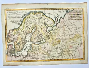 NORTHERN EUROPE RUSSIA 1780 RIGOBERT BONNE ANTIQUE MAP IN COLORS 18TH CENTURY - Picture 1 of 8